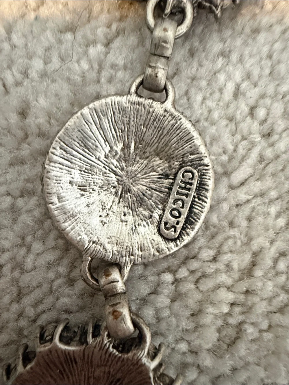 Chico’s S silver metal and rhinestone belt